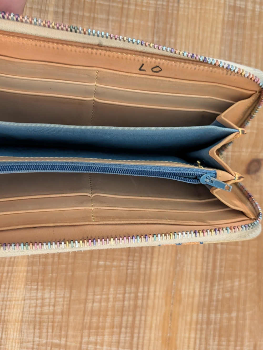 Dooney & Bourke Cream Zip Wallet with Multicolor Heart Print - Picture 5 of 5